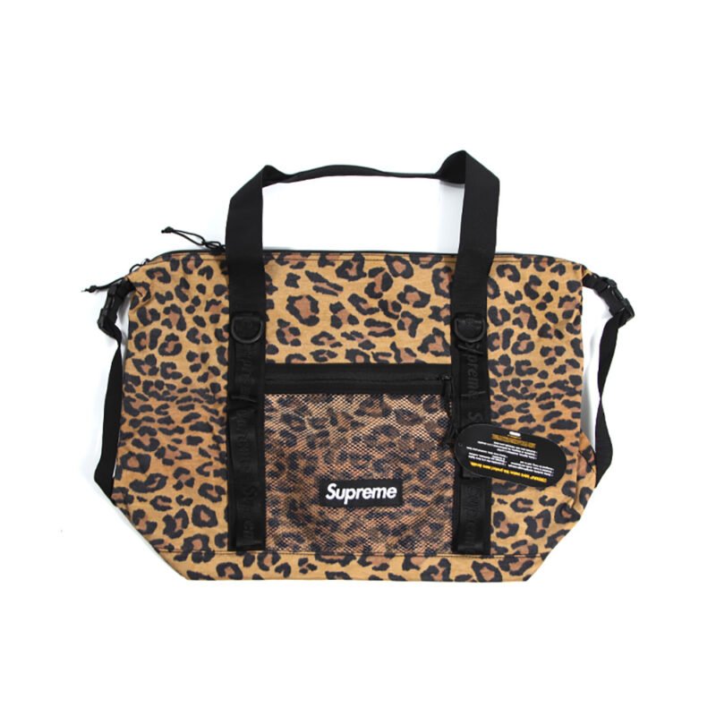 zip tote black leopard